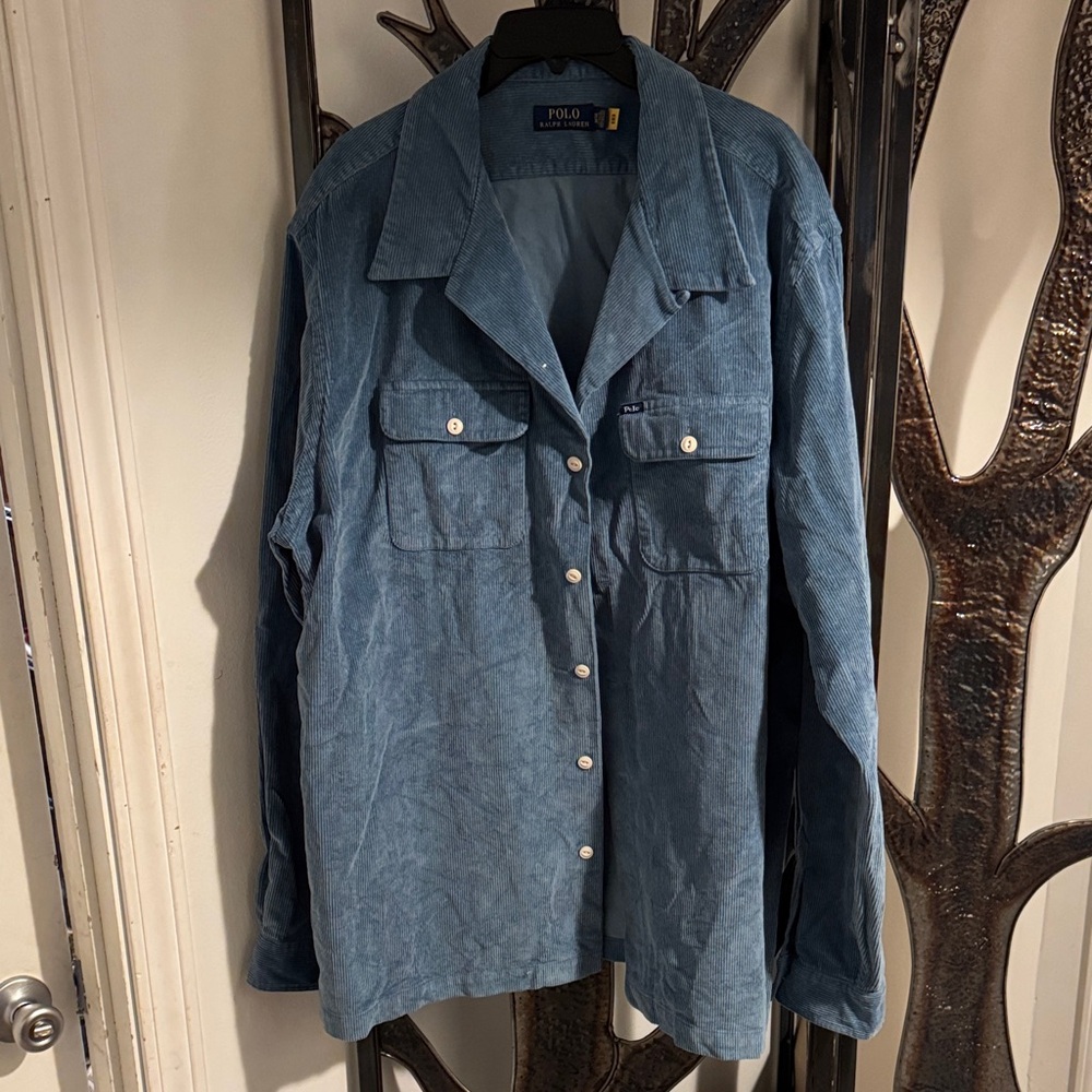 Mens XXLT polo Ralph Lauren cotton corduroy convertible collar overshirt